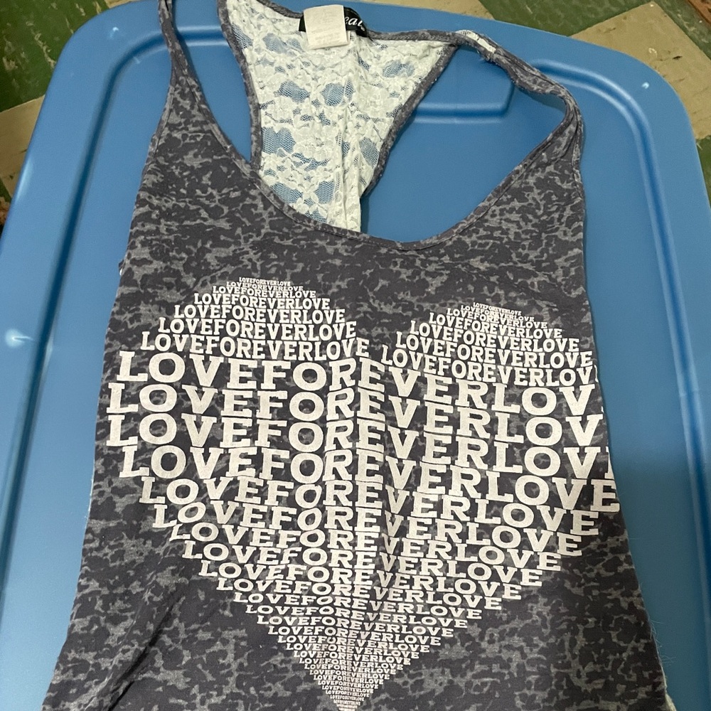 Wet Seal Gray and White Lace Top